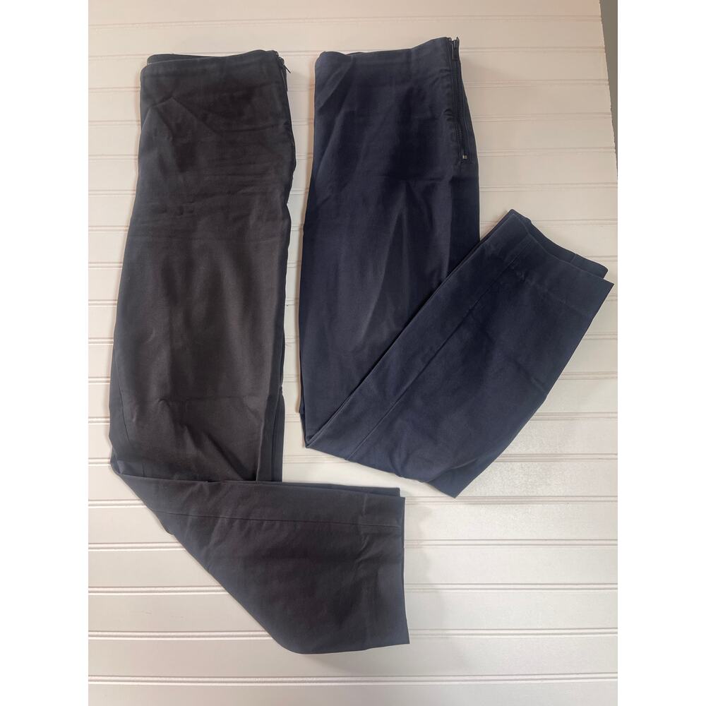 Everlane Pull On Elastic Waist Navy Blue & Black Pants Side Zipper Size Women 8